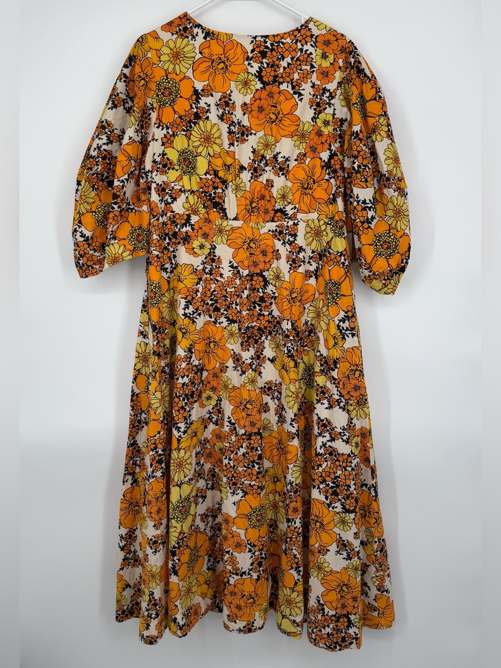 Free People Lydia Midi Dress Floral Boho Puff Sleeves Size XL NWT - Picture 5 of 9